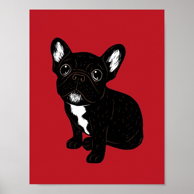 Poster Cute Brindle Frenchie Puppy (Frente)