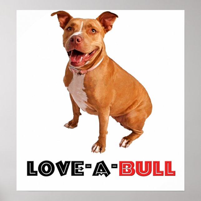 Pôster Cute Brown Pittie Love-a-Bull (Frente)