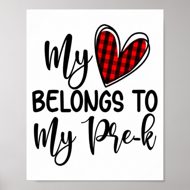 Poster Cute Buffalo Plaid Heart Valentines Day For Pre K  (Frente)