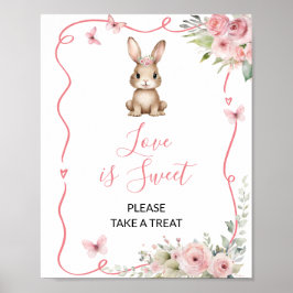 Poster Cute Bunny Baby Shower Girl Love is Sweet