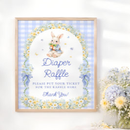 Poster Cute Bunny Boy Baby Shower Diaper Raffle