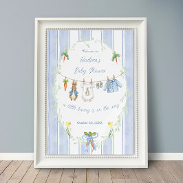 Poster Cute Bunny Boy Clothesline Baby Shower Welcome
