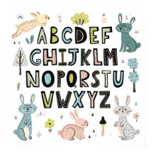 Cute Bunny Rabbit ABC Alphabet Letters Educational
