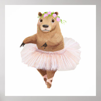 Poster Cute Capybara na saia rosa tutu