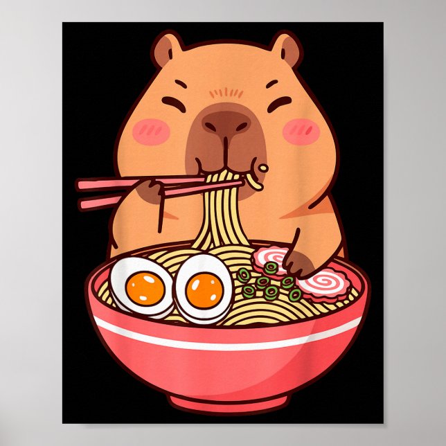 Poster Cute Capybara Ramen Kawaii Kids Boys Girls Cool An (Frente)