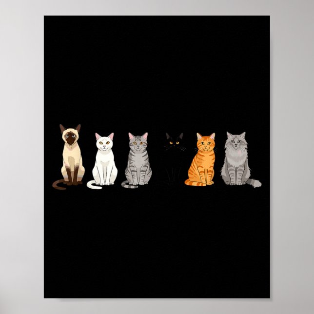 Poster Cute Cartoon Cats For Cat Lovers Funny Cat Breed  (Frente)