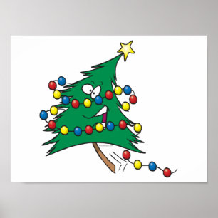 Pôster cute cartoon christmas tree character