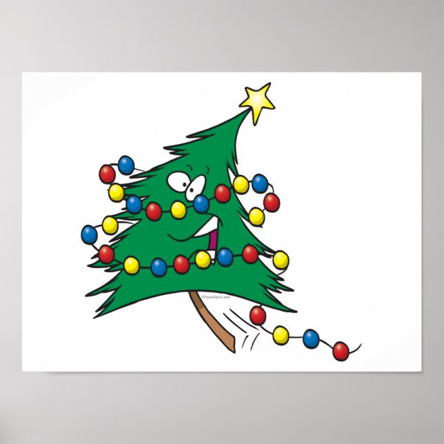 Pôster cute cartoon christmas tree character (Frente)