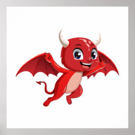 Poster Cute cartoon flying devil