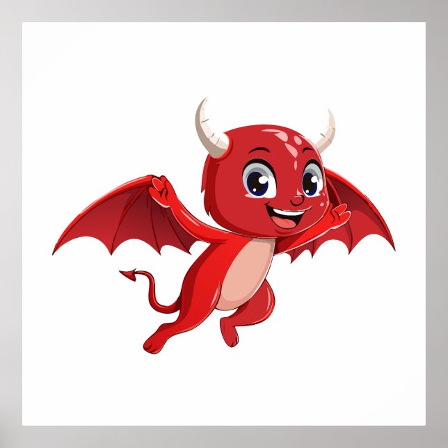 Poster Cute cartoon flying devil (Frente)