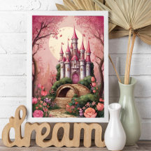 Cute Castelo de Fantasia Mágica Cor-de-Rosa