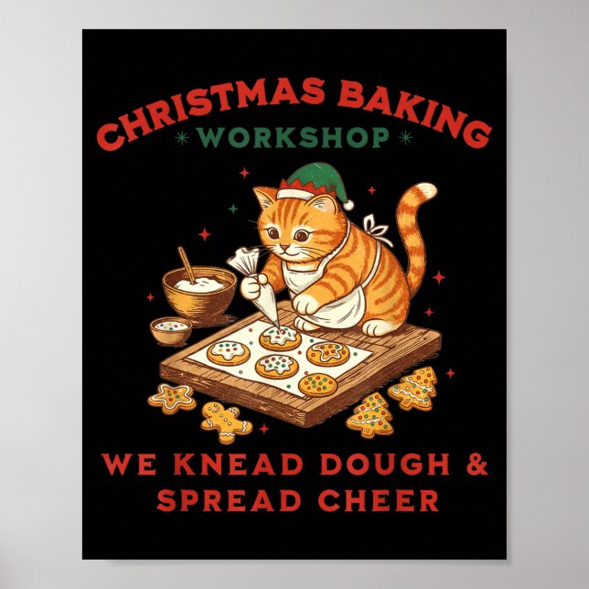Poster Cute Cat Christmas Baking Workshop For Men Women K (Frente)