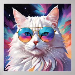 Poster Cute cat with glasses