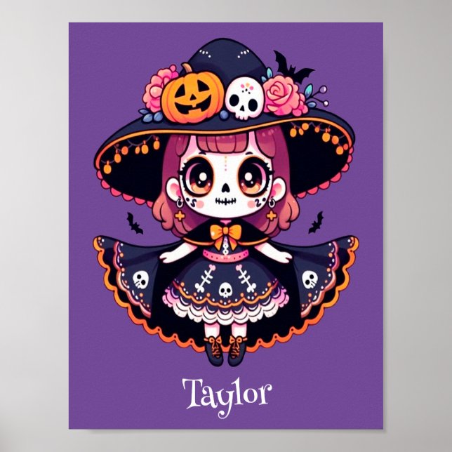 Poster Cute catrina girl halloween personalized (Frente)
