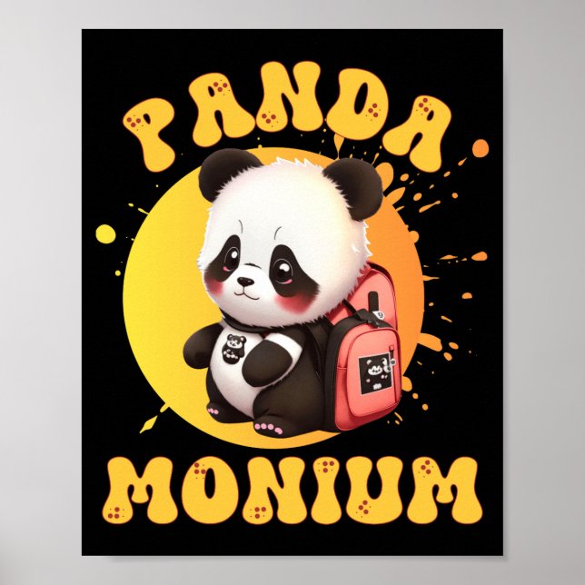 Poster Cute Chibi Kawaii Panda Name School Year On Back B (Frente)