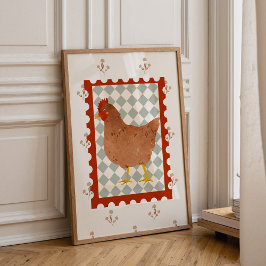 Poster Cute Chicken Cottagecore Nursery Wall Art 