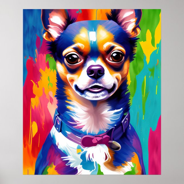Poster Cute Chihuahu , Baixe o Cachorro de Arte Digital C (Frente)