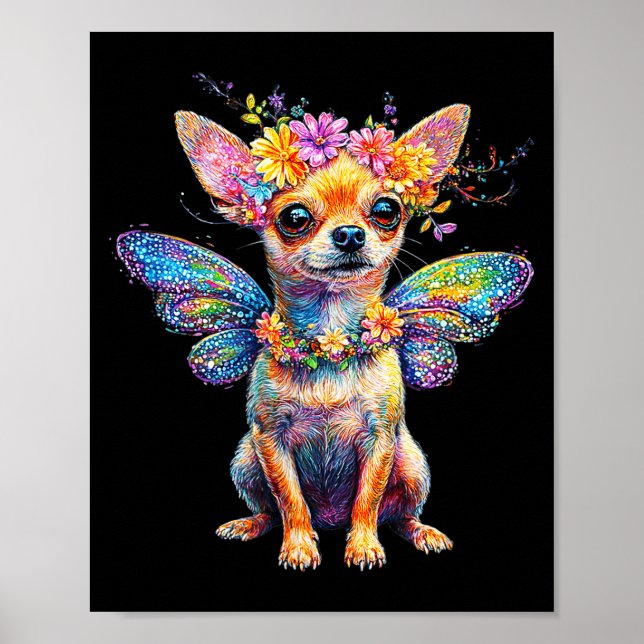Poster Cute Chihuahua Dog Angel With Wings  (Frente)