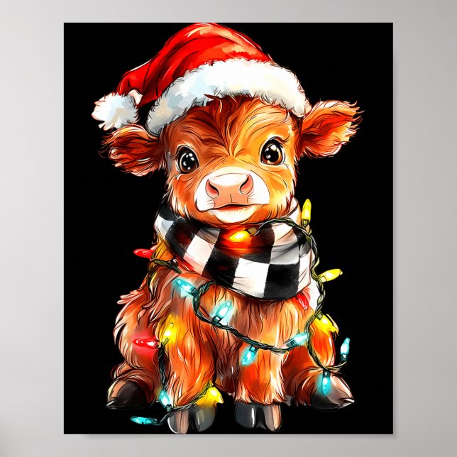 Poster Cute Christmas Baby Highland Cow F Thanksgiving  (Frente)