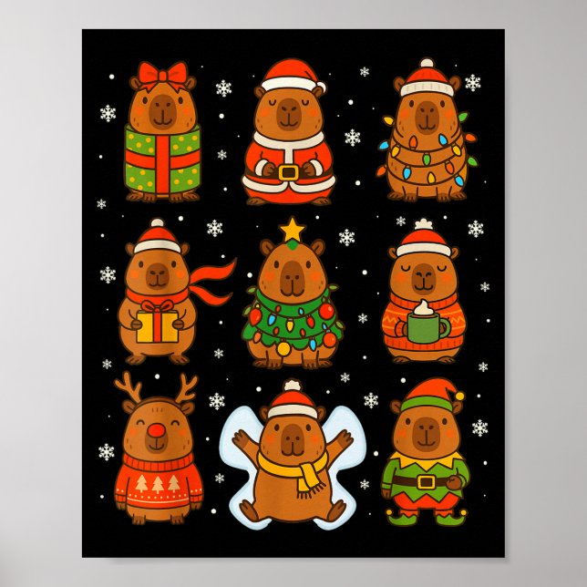 Poster Cute Christmas Capybara Funny Family Xmas Men Wome (Frente)