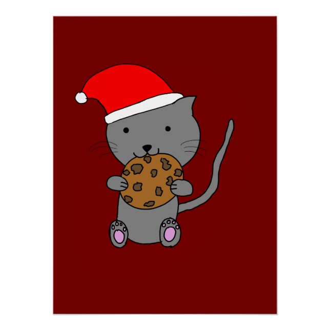 Pôster Cute Christmas Cat (Frente)