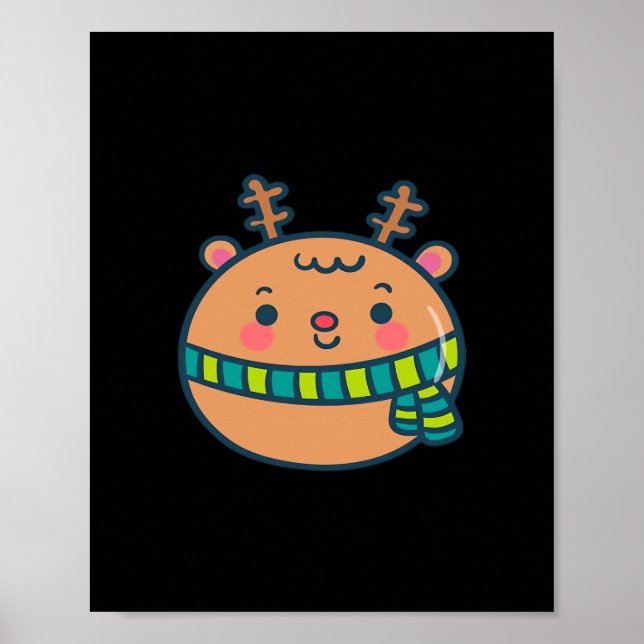 Poster Cute Christmas Deer Festive Classic Design  (Frente)