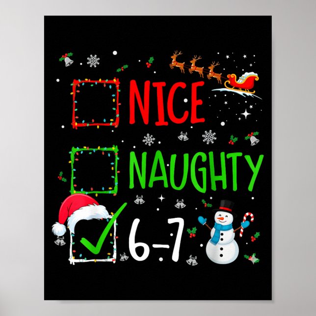 Poster Cute Christmas Nice Naughty 6-7 Snowman Holiday Te (Frente)