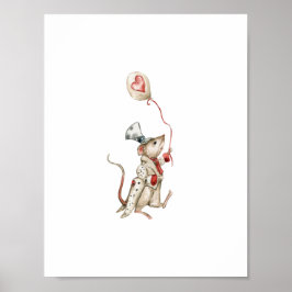 Poster Cute Circus Mouse With Balloon Carnival Nursery