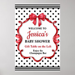 Poster Cute Crimson Bow Baby Shower