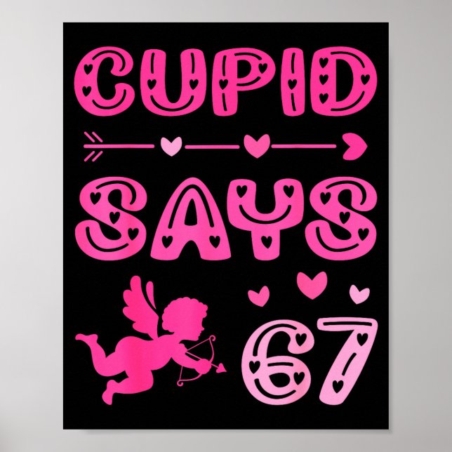 Poster Cute Cud Says 67 Funny Meme Nk Valentine's Day  (Frente)
