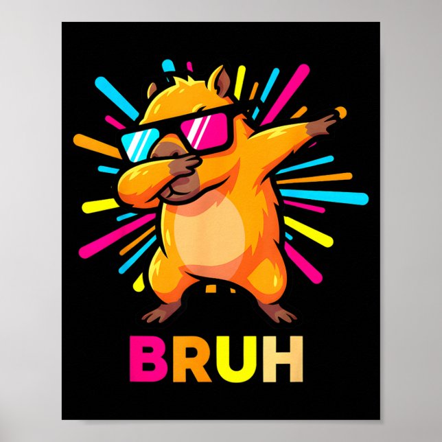 Poster Cute Dabbing Capybara Funny Animal Meme Capy Lover (Frente)