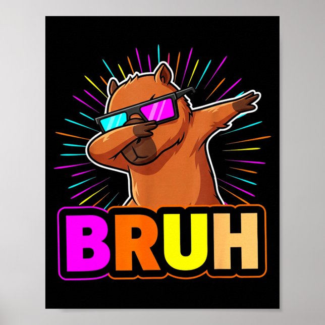 Poster Cute Dabbing Capybara Funny Animal Meme Capy Lover (Frente)