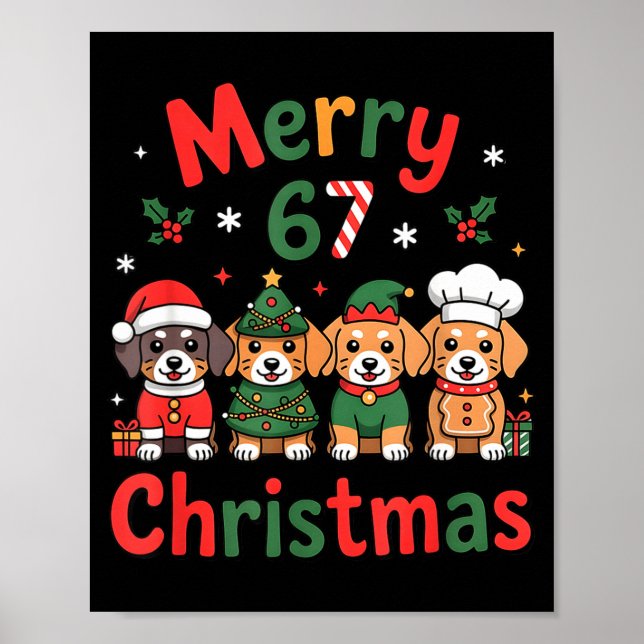 Poster Cute Dachshund Christmas Design Funny Holiday Dog  (Frente)