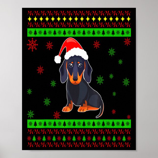Poster Cute Dachshund Long Dog Mom Merry Xmas New Year  (Frente)