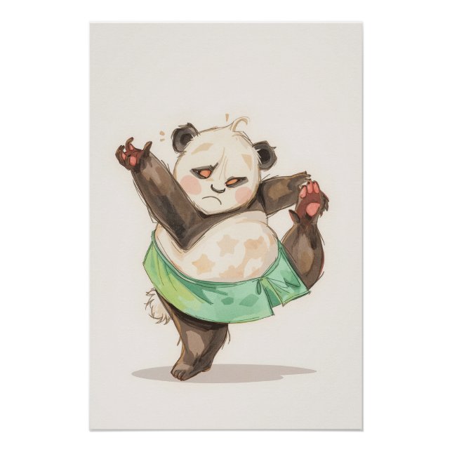 Pôster Cute Dancing Panda Poster | Funny Cartoon Wall Art (Frente)