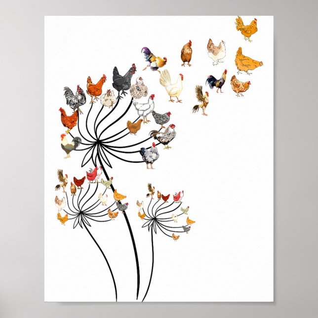 Poster Cute Dandelion Chickens Lover Shirts For Women Gir (Frente)