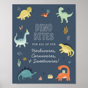 Poster Cute Dinossaur Dino Bite Sinal de Mesa Comida