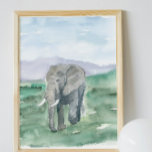 Pôster Cute Elephant Watercolor<br><div class="desc">The elephant,  symbolizing wisdom,  loyalty,  and protection,  is my favorite animal. Their intelligence and strong sense of community offer inspiring life lessons.</div>