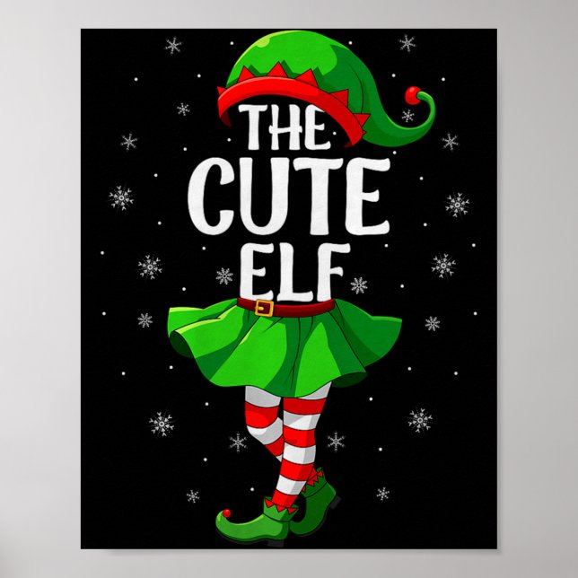 Poster Cute Elf Christmas Girls Women Elf Squad Xmas Fami (Frente)