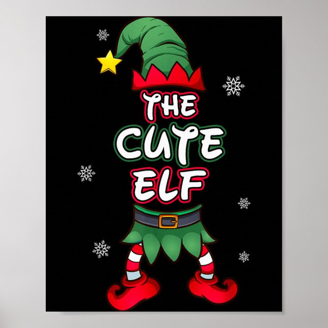 Poster Cute Elf Christmas Pajamas Pjs Matching Family Gro (Frente)