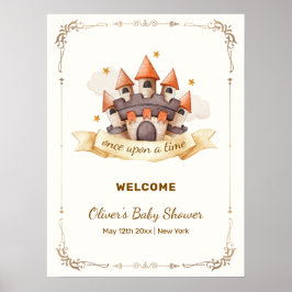 Poster Cute Fairytale Prince Castle Baby Shower Welcome