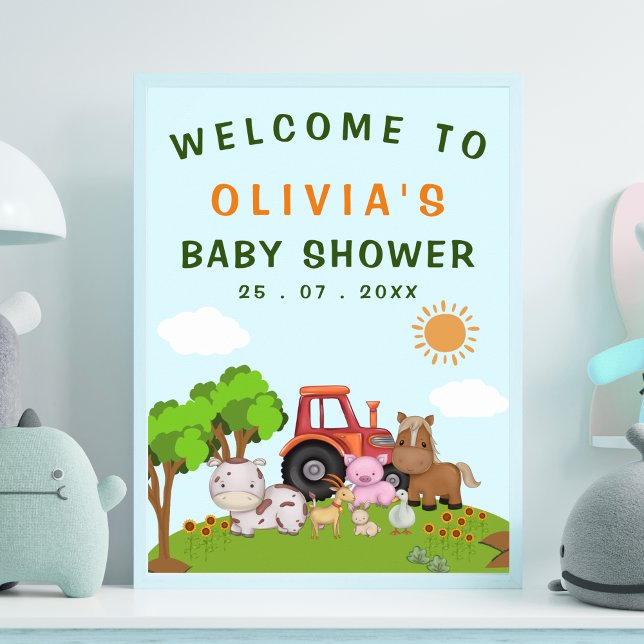 Poster Cute Farm Animals Gender Neutral Baby Shower (Criador carregado)