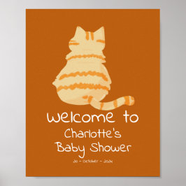 Poster Cute Fat Orange Cat Baby Shower Welcome Sign