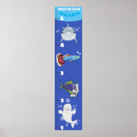 Cute fish sea creatures cartoon growth chart