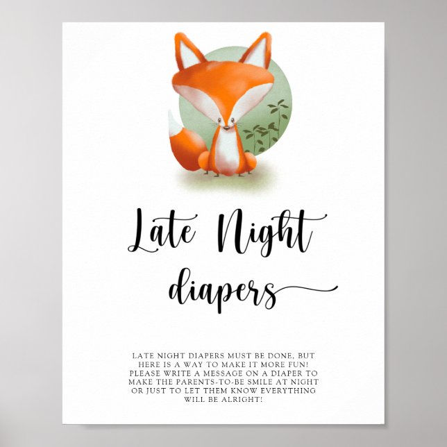 Poster Cute Fox \ Late night diapers game (Frente)