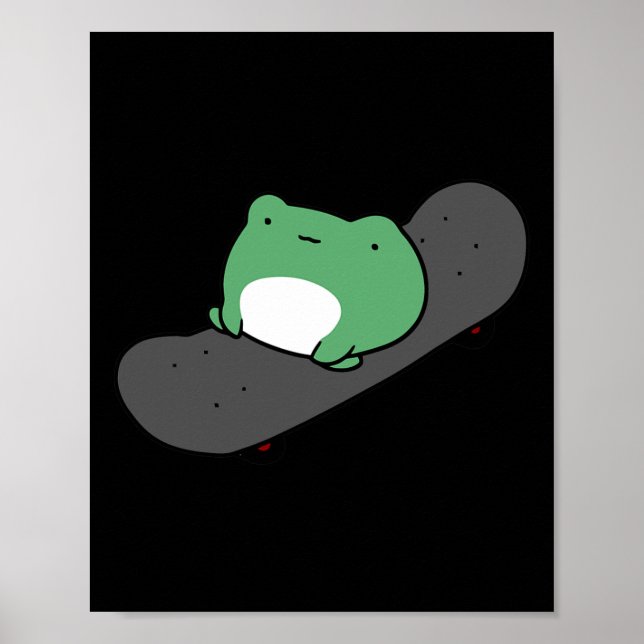 Poster Cute Frog Skateboarding  (Frente)