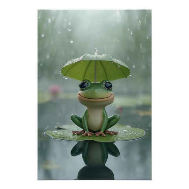 Pôster Cute Frog Wall Art for Kids – Adorable Frog Poster (Frente)