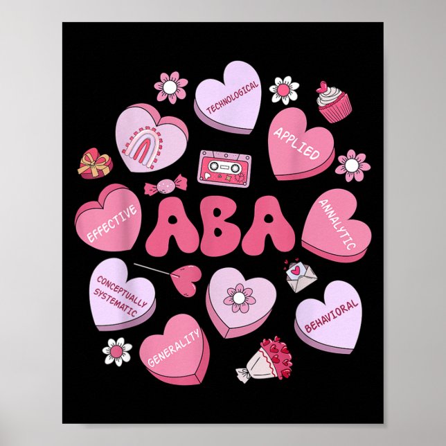 Poster Cute Funny Aba Therapy Candy Heart Slp Behavior Va (Frente)