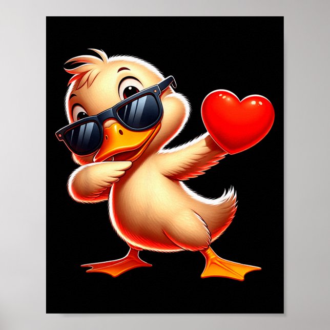 Poster Cute Funny Cool Pato Dabbing Coração Dia dos Namor (Frente)