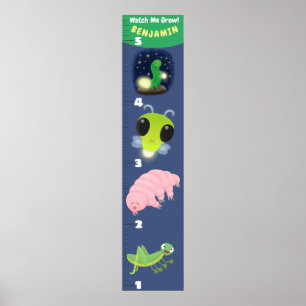 Poster Cute funny insects cartoon growth chart